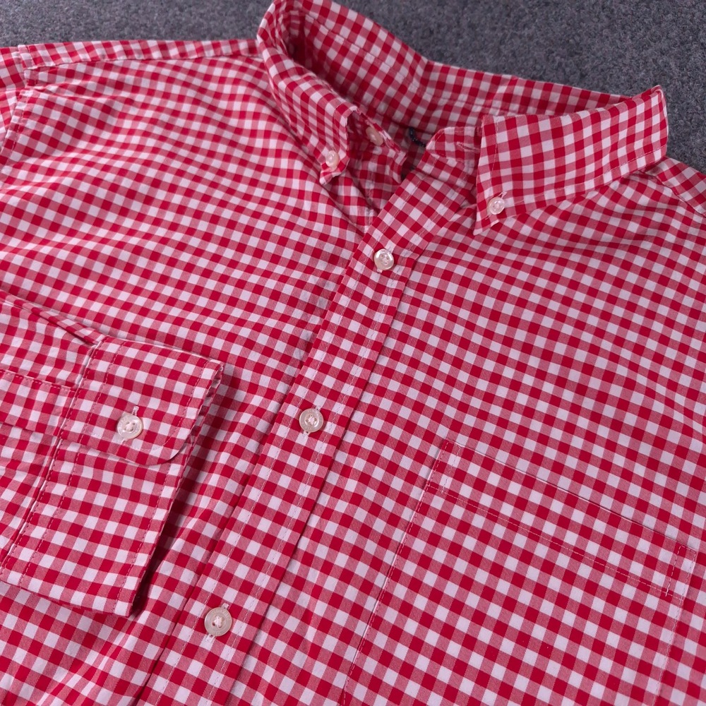 Vineyard Vines Mens XL Red Gingham On-The-Go Performance Shirt 1W011301